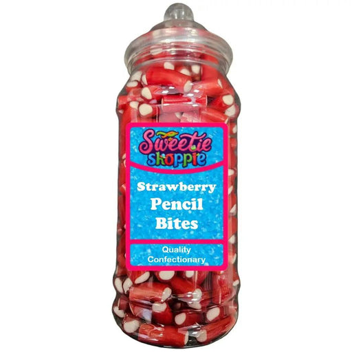 The Sweetie Shoppie | Strawberry Pencil Bites | Sweet Jar 970ml | The Sweetie Shoppie