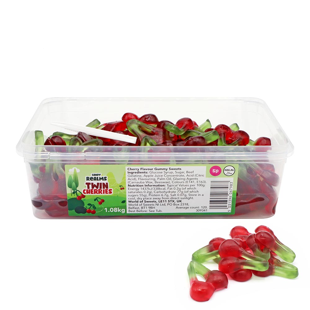 Candy Realms - Twin Cherries - 1kg Sweet Tub