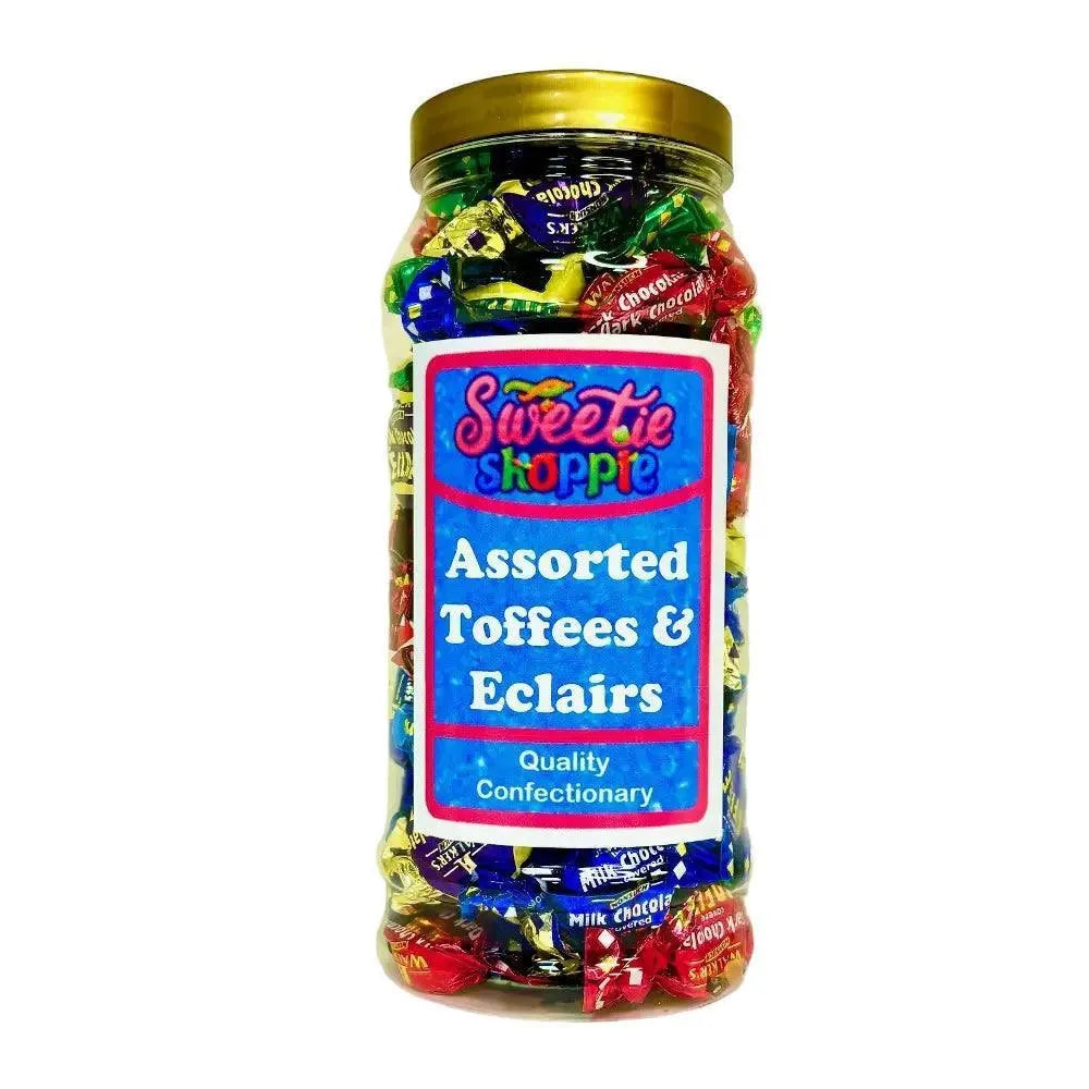 The Sweetie Shoppie | Walker's | Assorted Toffees & Eclairs | Sweet Jar 970ml | The Sweetie Shoppie