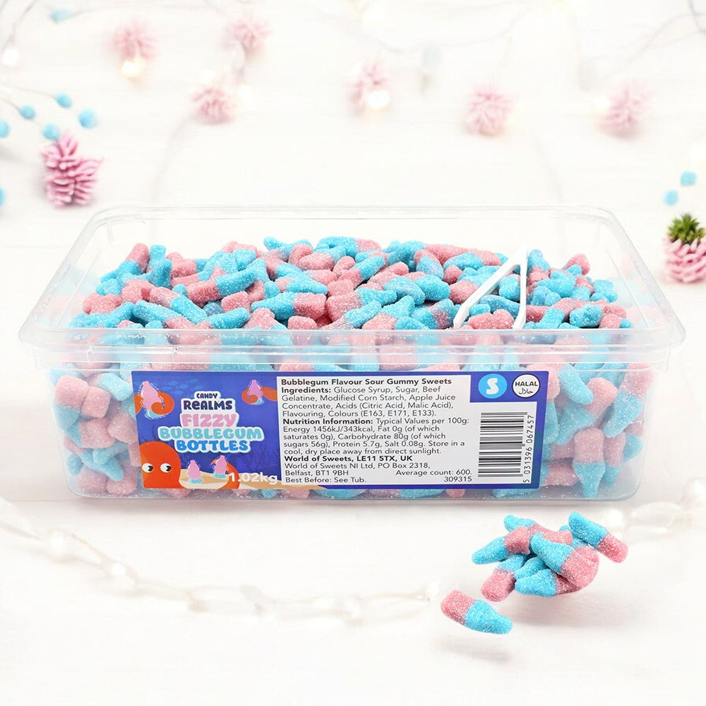 Candy Realms - Fizzy Bubblegum Bottles - 1kg Sweet Tub