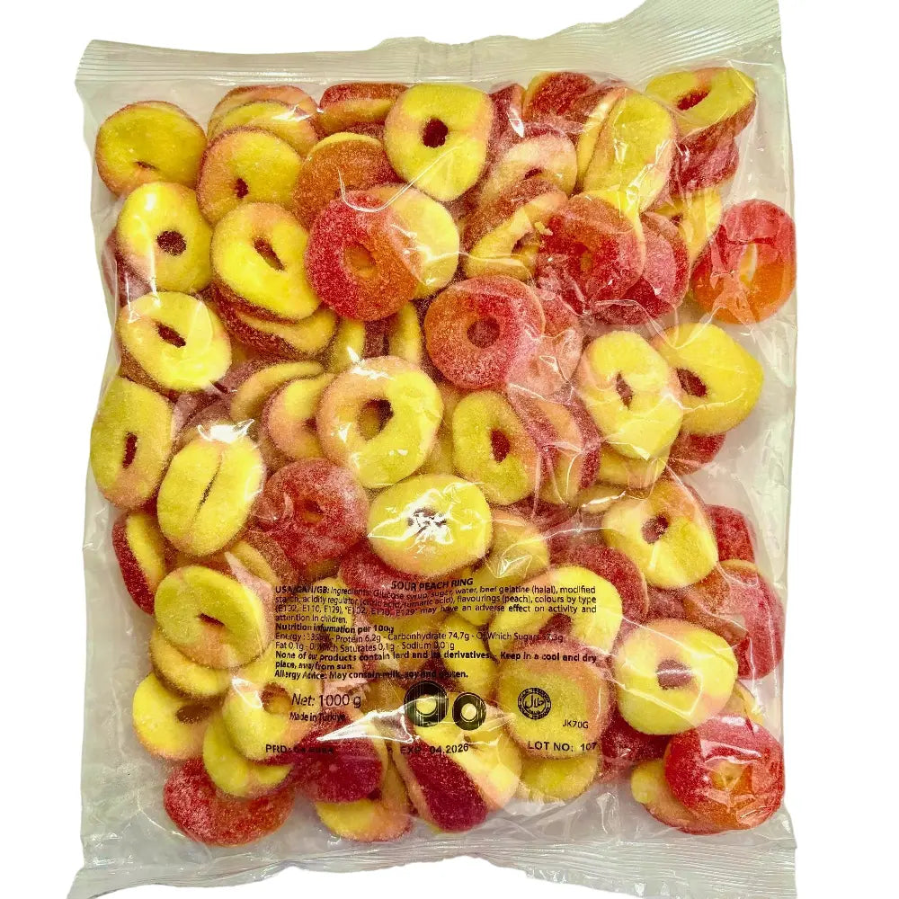 Sweetie Shoppie | Fizzy Peach Rings | 1kg Bag