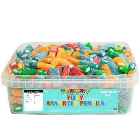 Candy Crave | Candy Crave | Fizzy Assorted Pencils | Sweet Tub 600g | The Sweetie Shoppie