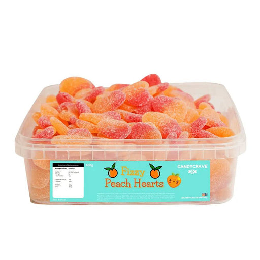 Candy Crave | Candy Crave | Fizzy Peach Hearts | Sweet Tub 600g | The Sweetie Shoppie