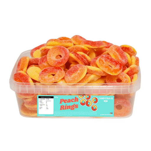 Candy Crave | Candy Crave | Fizzy Peach Rings | Sweet Tub 600g | The Sweetie Shoppie