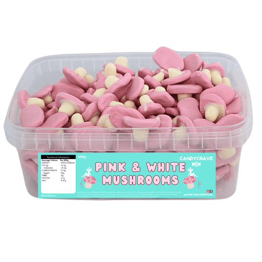 Candy Crave | Candy Crave | Pink & White Mushrooms | Sweet Tub 600g | The Sweetie Shoppie