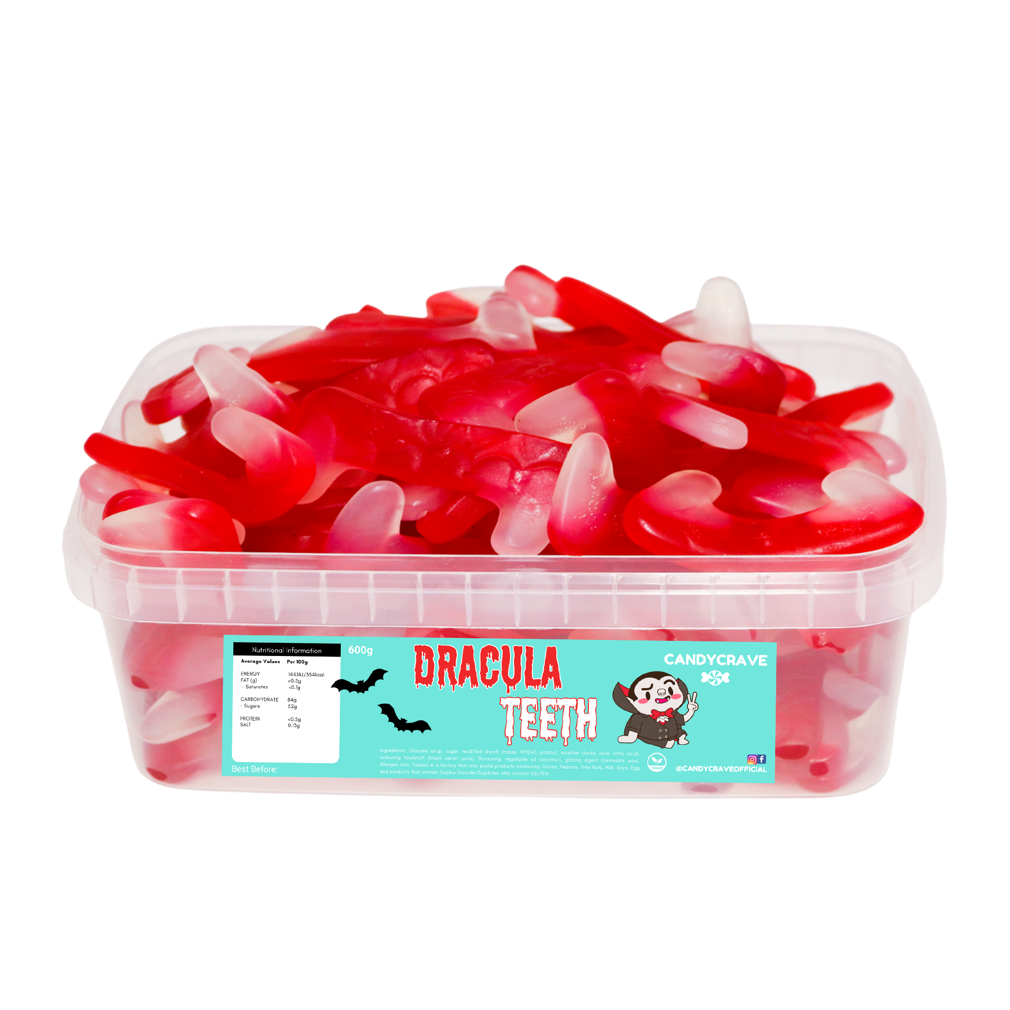 Candy Crave | Sprudelnde Dracula-Zähne | Süße Dose 600g