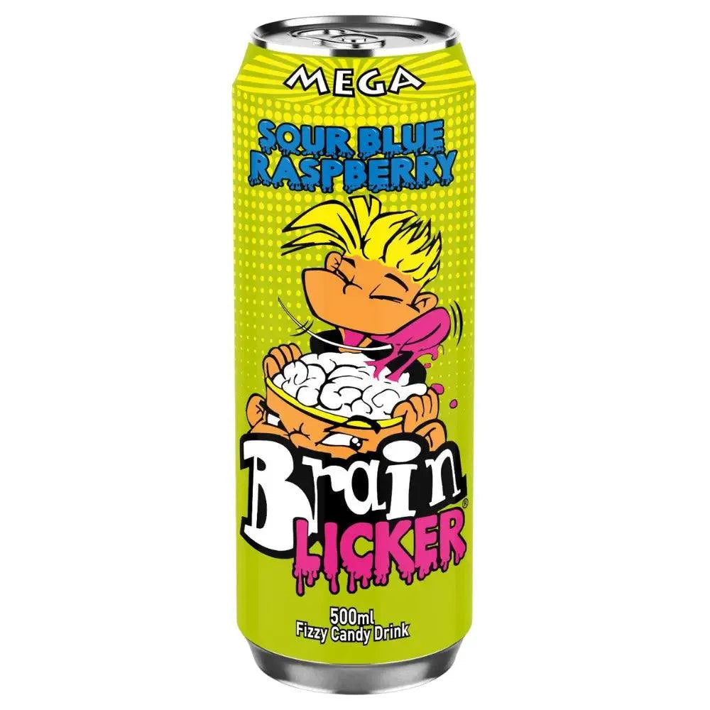 Hannah's - Mega Brain Licker Sour Blue Raspberry Fizzy Candy Drink Can 500ml - The Sweetie Shoppie