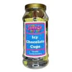 A 970ml jar filled with creamy, foil-wrapped chocolate icy cups in assorted colors