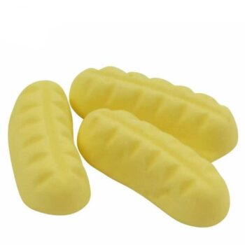 Barratt Mini Foam Bananas, soft, chewy sweets with a fruity banana flavor.