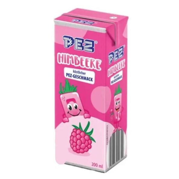 PEZ Raspberry 200ml carton featuring a fruity raspberry-flavored drink