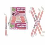 McAdams Pink Rock Stick – a classic Pink Mint-flavoured British sweet, individually wrapped for freshness.