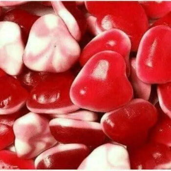 Vidal - Red & White Jelly Twist Hearts - 100g - The Sweetie Shoppie