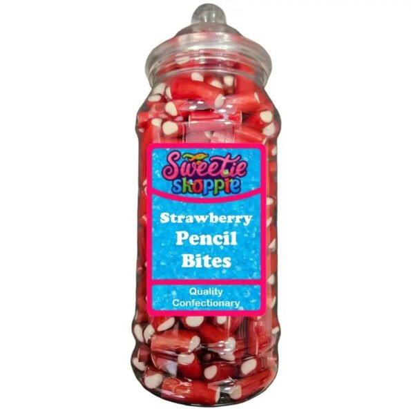 The Sweetie Shoppie | Strawberry Pencil Bites | Sweet Jar 970ml | The Sweetie Shoppie