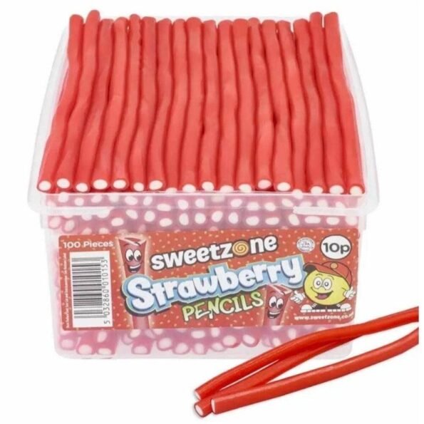 Sweetzone - Strawberry Pencils - 100g - The Sweetie Shoppie