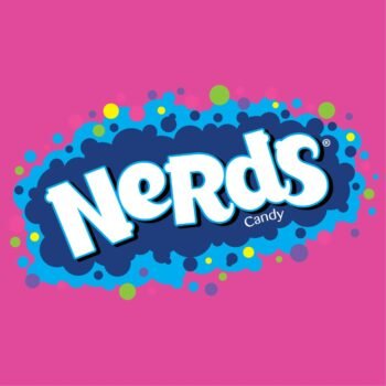 The Nerds logo with bold, colorful lettering and playful design, representing the beloved candy brand known for its tiny, tangy treats