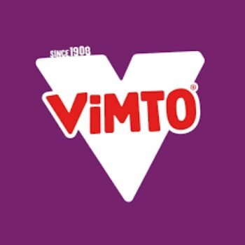 The iconic Vimto logo displayed on a rich purple background, representing the classic fruity beverage brand