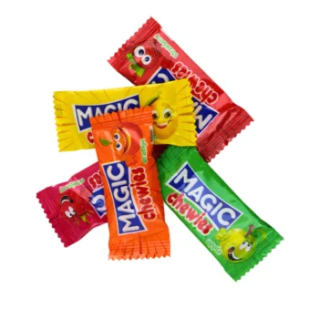 Yummies Magic Chewies in assorted vibrant colors with fruit-flavored soft candies