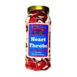 A vibrant 970ml jar filled with colorful, heart-shaped gummy Jelly Heart Throbs